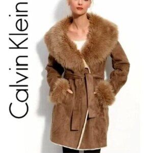 💋GORGEOUS!💋70s Style Faux Suede Shearling Penny Lane Coat in Ash Brown